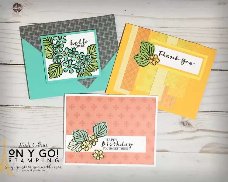 3 Card samples using the Sweet Strawberry stamp set from the 2021 January-June Mini Catalog from Stampin' Up! 