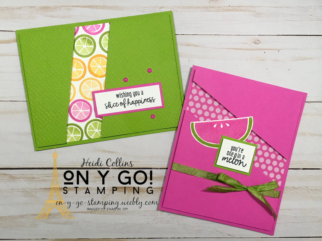 Simple stamping card ideas with retiring stamp set Cute Fruit from Stampin' Up! These handmade cards are easy to make!