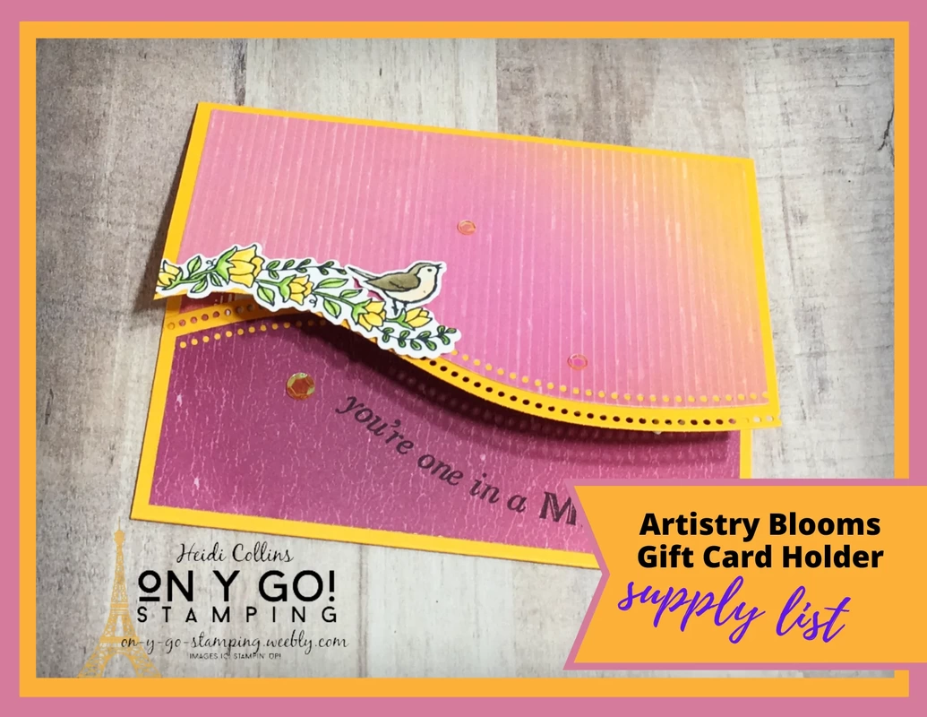 Handmade gift card holder idea using the Quite Curvy stamp set, Curvy dies, and Artistry Blooms patterned paper from Stampin' Up!