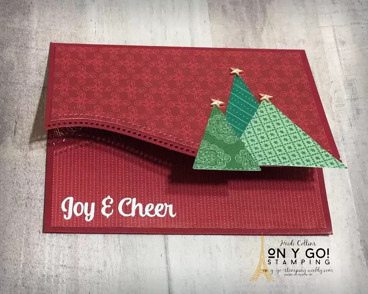 Unique gift card holder for Christmas using the Stitched Triangle dies and Tree Angle stamp set from Stampin' Up!