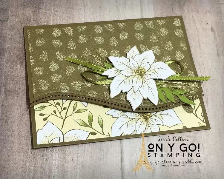 Holiday gift card holder diy using the Poinsettia Place patterned paper and Curvy dies from Stampin' Up!