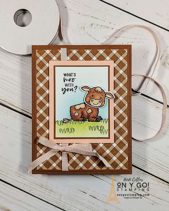 This cute little cow is resting on a field made with ink, blending brushes, and masks. See the video tutorial using the Cutest Cows stamp set from Stampin' Up!®️