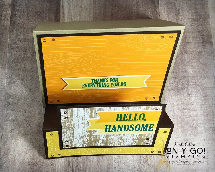 Easy fun fold card with the Pallet Thoughts stamp set from Stampin' Up! This masculine card is made with a retiring stamp set so get the stamps before they are discontinued.