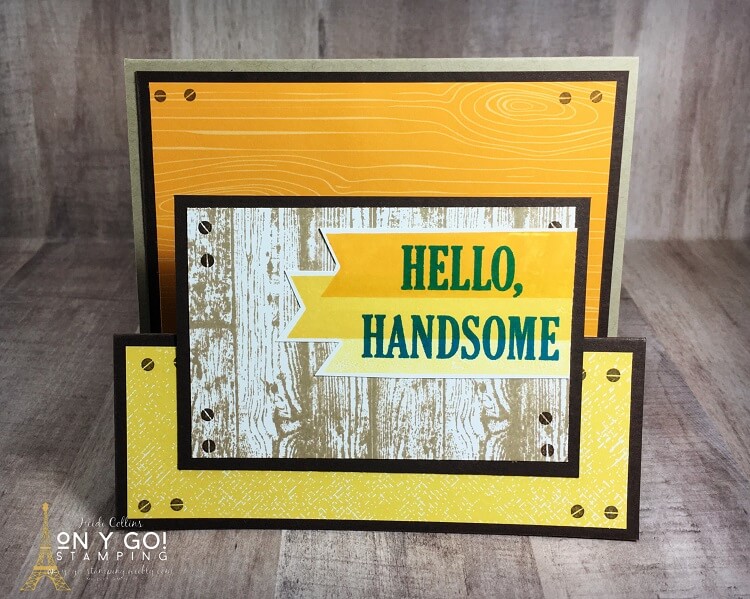 Birthday card idea using a double easel fun fold card design. This fancy fold card uses the Pallet Thoughts stamp set and Brights 6x6 Designer Series Paper from Stampin' Up!