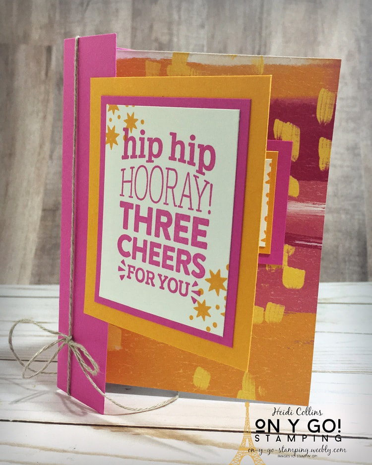 Congratulations card idea using the new You Are Amazing stamp set from the 2021 January-June Mini Catalog from Stampin' Up! with their Artistry Blooms patterned paper. This fun card opens to show a second card front.