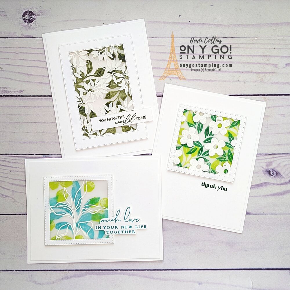 See how to do the double stamped vellum rubber stamping technique to create elegant clean and simple cards. Includes free downloadable quick reference guide.