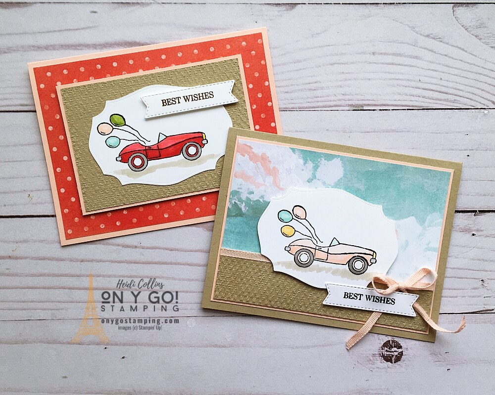 Cute handmade cards using the Driving By stamp set. Get these stamps for FREE during Sale-A-Bration 2022. 