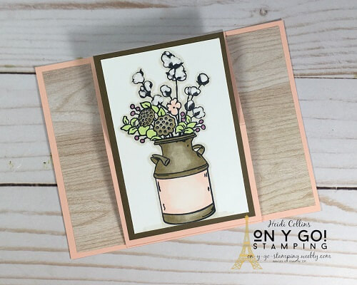 Birthday card idea using the Country Home stamp set. This fancy fold card is quick and easy to make.