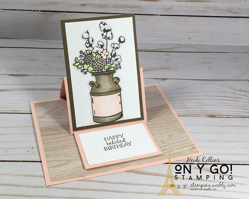 Birthday card idea using the Country Home stamp set from Stampin' Up! This easel card is a quick and easy fun fold card.
