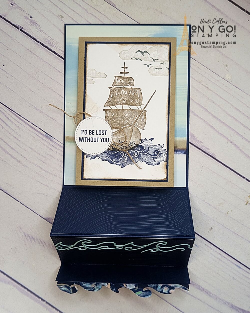 Are you looking for the perfect mix of masculine and handmade? Look no further than the On the Ocean stamp set and the By the Bay patterned paper! Together these dynamic duo create a one-of-a-kind fun fold card you will be proud to give to any special man in your life.