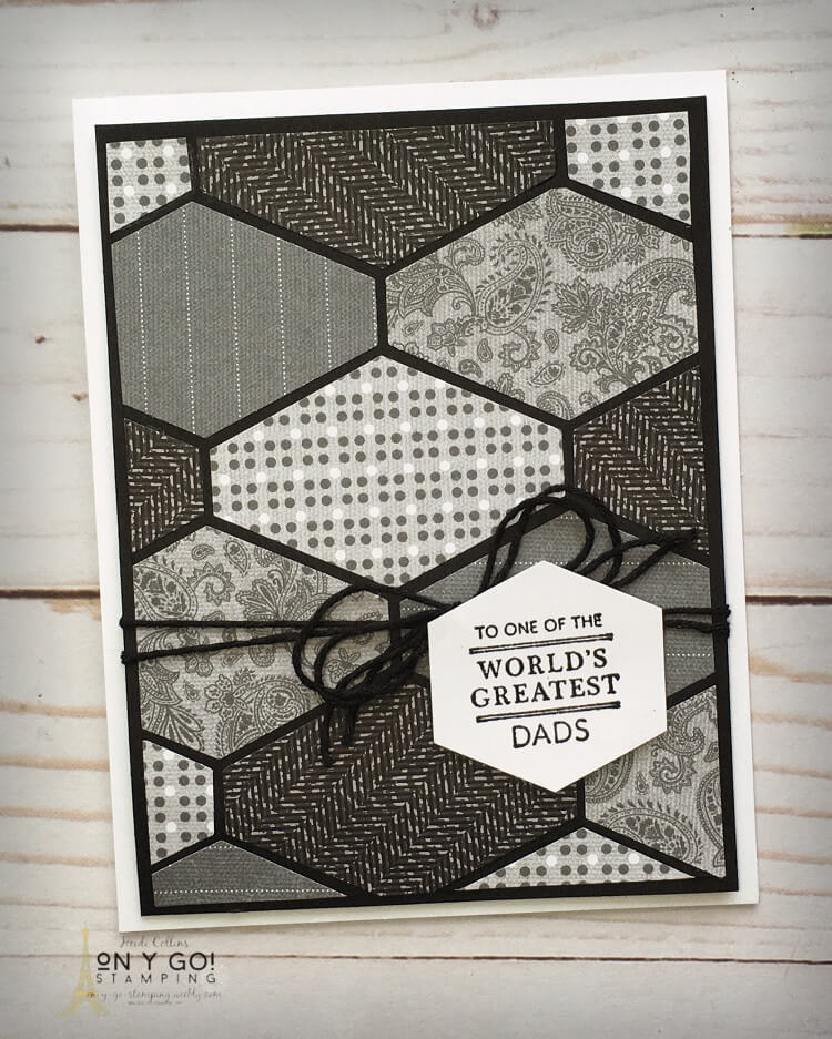 Quick and easy handmade card for Father's Day using the Tailored Tag punch and the Well Suited patterned paper from Stampin' Up! Paper punches make it easy to make handmade cards. Simply punch and assemble.