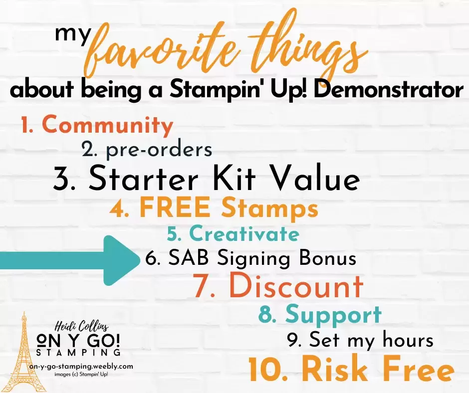 Why I love Being a Stampin' Up! Demonstrator. When you join Stampin' Up! during Sale-A-Bration 2021 get 5 free packs of 6