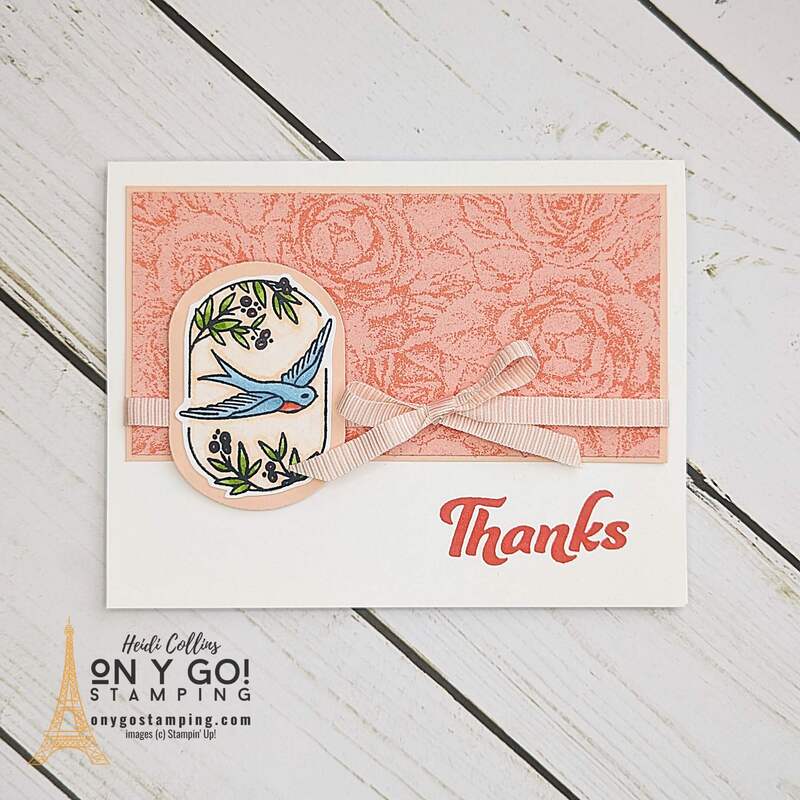 Sweet handmade thank you card with the Filled with Happiness stamp set from Stampin' Up!®️ This card also uses the Softly Stippled patterned paper which you can get for free during Sale-A-Bration 2024.