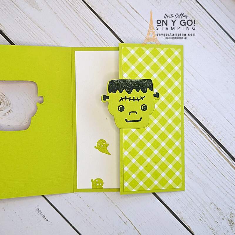 Get crafty this Halloween □ with a DIY fun fold card featuring a eerie window view of the Frankenstein Monster □! Made easy with Stampin' Up, the Tricks and Treats stamp set, and spooky Them Bones patterned paper □. Perfect for scary greetings or party invitations □. Don't miss out, see the video tutorial now!