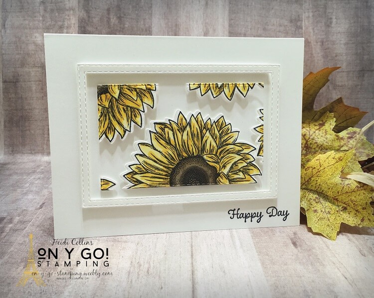 Fall card making idea using the floating frame technique and the Celebrate Sunflowers stamp set from Stampin' Up!