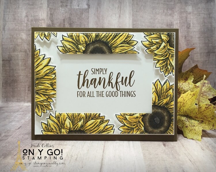 Thanksgiving card making idea using the floating frame card making technique and the Celebrate Sunflowers stamp set from Stampin' Up!