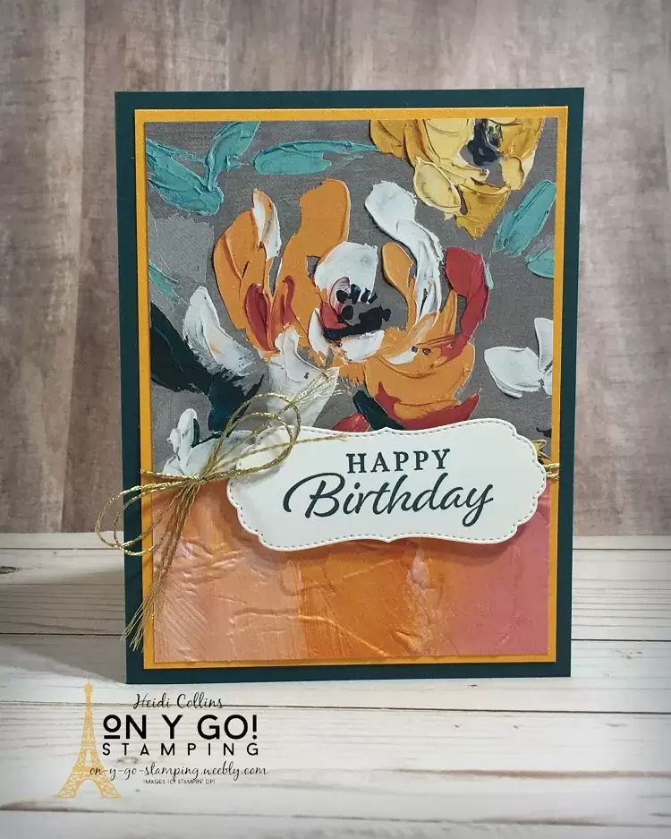 Easy birthday card idea using the Fine Art Floral patterned paper and Happy Thoughts stamp set from Stampin' Up!