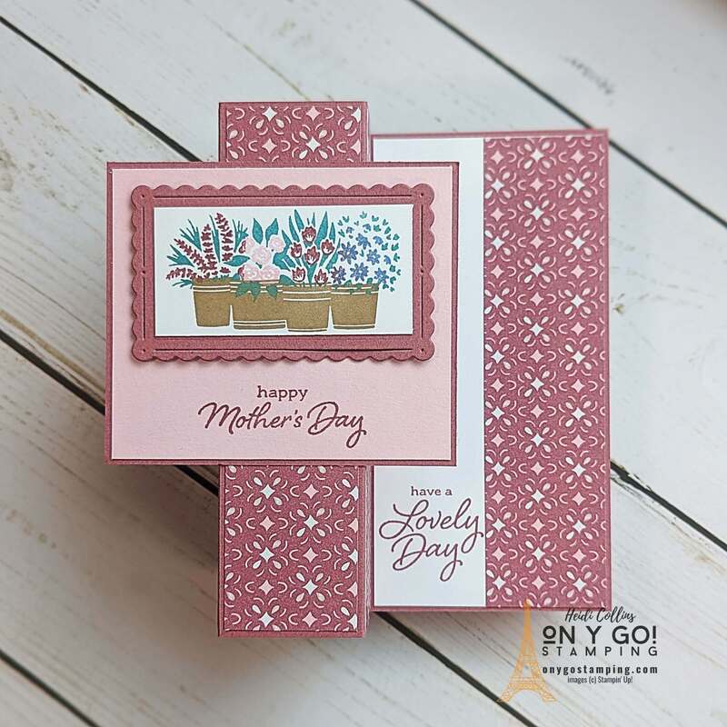 Create a fun fold Mother's Day card to let your Mom know how special she is. This handmade card uses the Flower Cart stamp set with the Poetic Expressions Designer Series Paper from Stampin' Up!®️ 