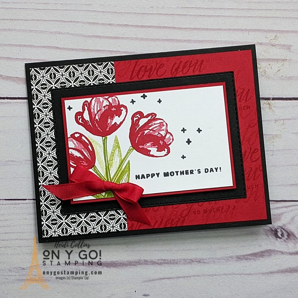 Create a floral Mother's Day card with the Flowering Tulips stamp set from Stampin' Up!