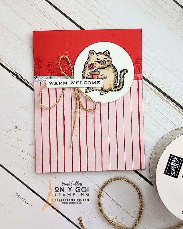 Embrace your creativity with the Fluffiest Friends stamp set from Stampin' Up!®️. Our step-by-step guide will help you craft a charming Welcome card using the vibrant hues of Garden Walk patterned paper. Featuring the whimsical charm of a cat, these handmade cards are sure to delight. Ready to make your own adorable masterpiece? See the video tutorial now.
