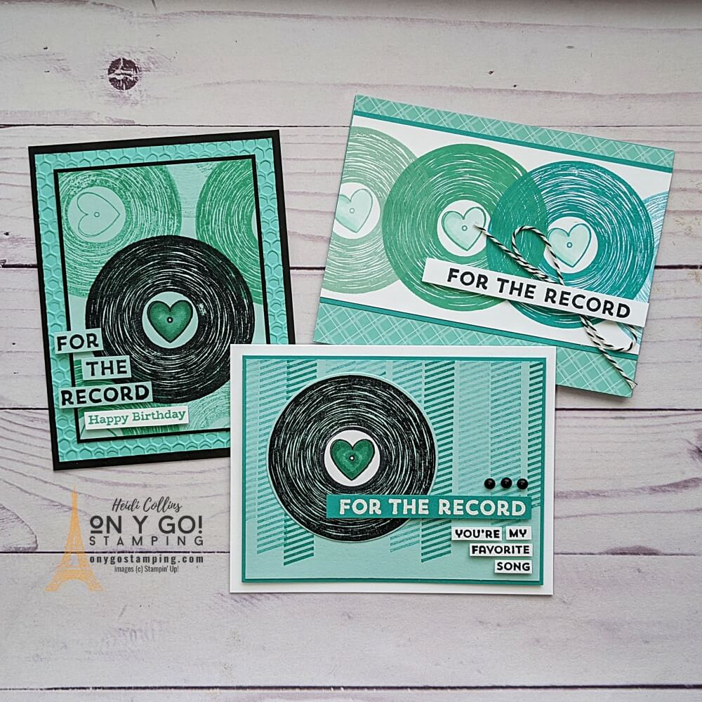 Use the For the Record stamp set from Stampin' Up! to create masculine cards. These cards are perfect for the music lover!