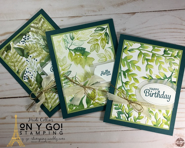 Card making idea using a simple card design and the Forever Greenery suite from Stampin' Up! featuring patterned paper and easy watercoloring techniques