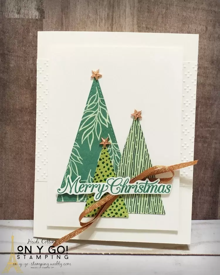 Christmas Card Idea using the Forever Greenery patterned paper from Stampin' Up! This isn't traditional Christmas paper, but it works fabulously for this unique Christmas card design. 