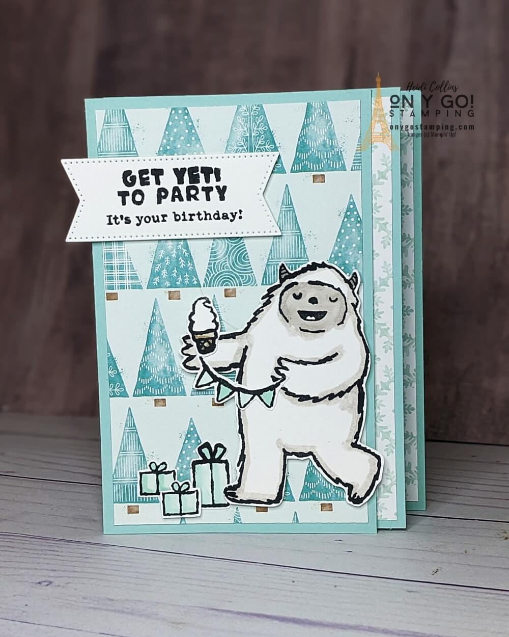 Handmade Fun Fold Birthday Card with the Yeti to Party Stamp Set from Stampin' Up!®