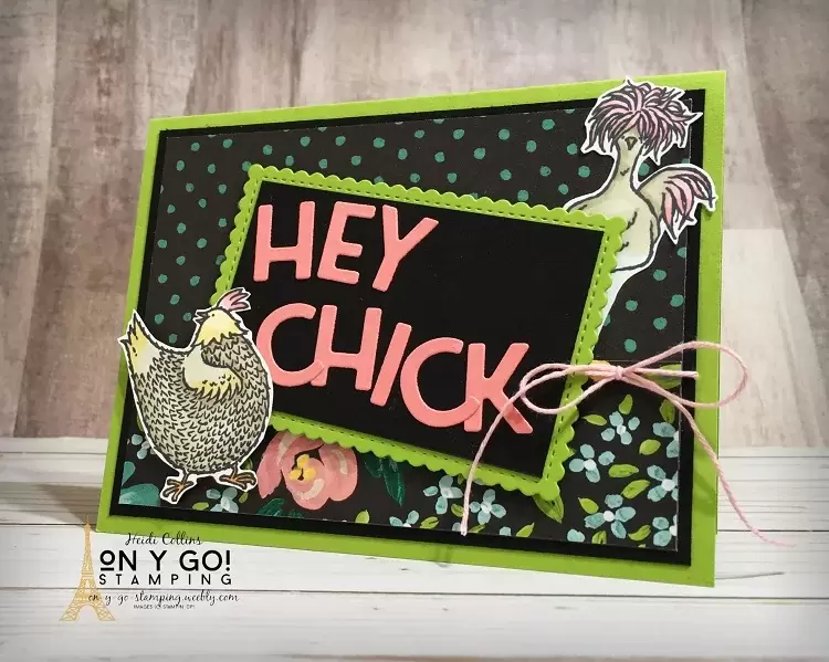 Hey Chick card idea with the Sale-A-Bration 2021 Flower and Field Patterned paper.