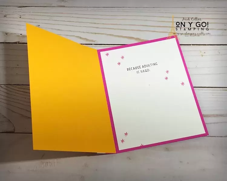 Inside of a galentine's card using the Nothing's Better Than stamp set from Stampin' Up!
