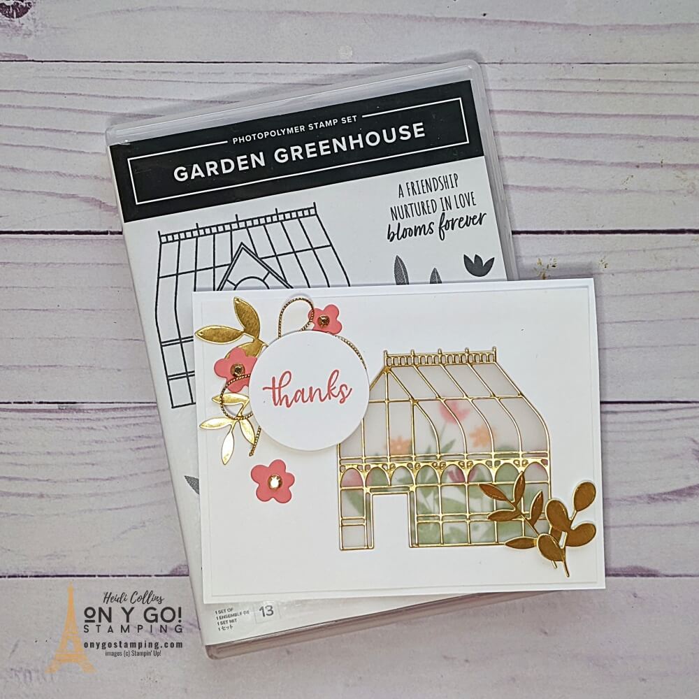 Create a frosted window card using the Garden Greenhouse stamp set and Greenhouse dies from Stampin' Up!®