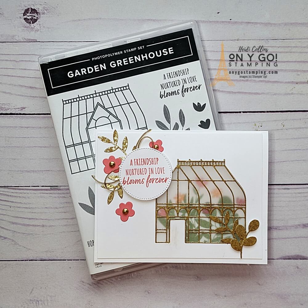 Create a frosted window card using the Garden Greenhouse stamp set and Greenhouse dies from Stampin' Up!®