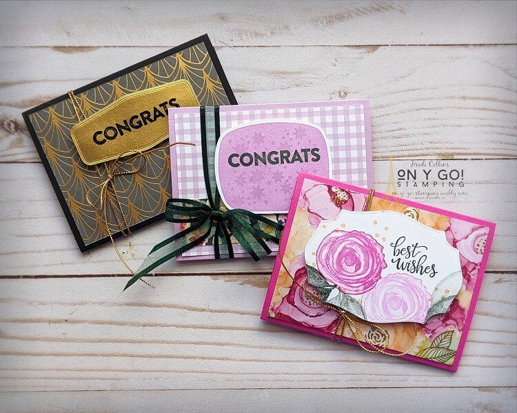 Pop-up gift card holder. This easy to make card is the perfect holder for a gift card, cash, or a check. The quick and easy to make fun fold card design is perfect for weddings, graduations, and more!