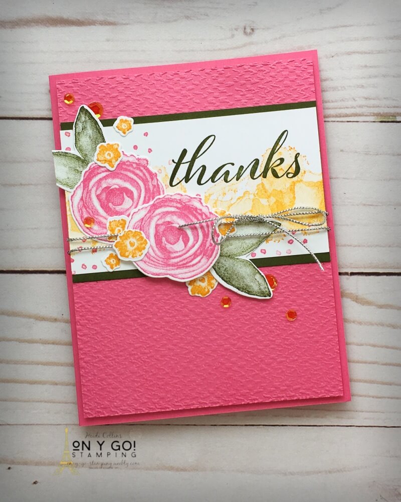 Use the 2021-2023 In Colors with the regular Stampin' Up! Color Collection to create unique color combinations. Fun thank you card idea with the Artistically Inked stamp set.