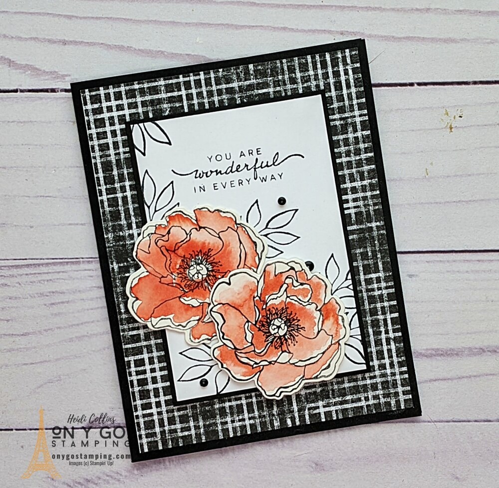 See how to create beautiful watercolored images with the Happiness Abounds stamp set from Stampin' Up! and the Perfectly Penciled patterned paper.