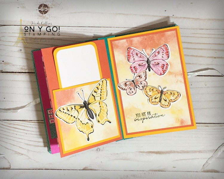 Handmade book made with the Butterfly Brilliance and Dragonfly Garden stamp set from Stampin' Up!