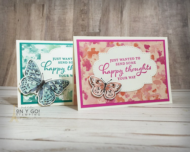 Notecards made with the Butterfly Brilliance and Happy Thoughts stamp sets from Stampin' Up!