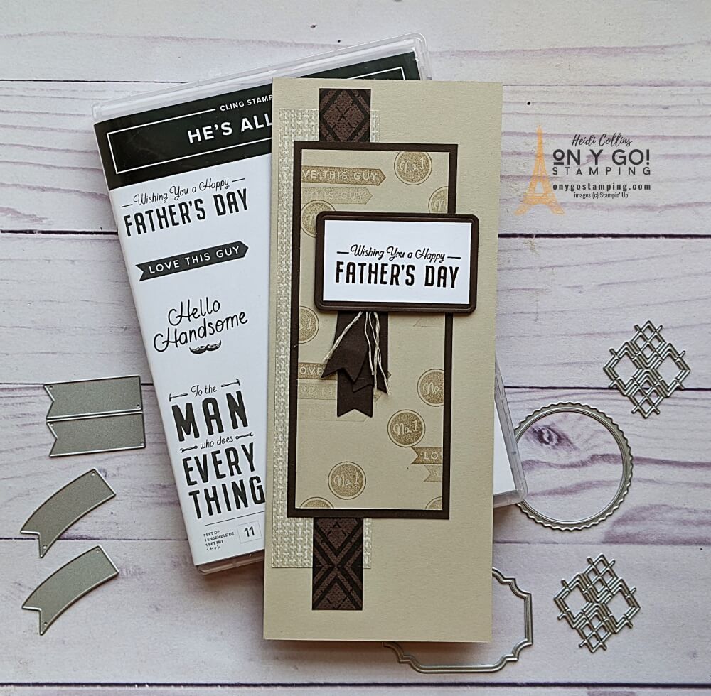 Use the He's All That stamp set from Stampin' Up! to create a quick and easy Father's Day card.