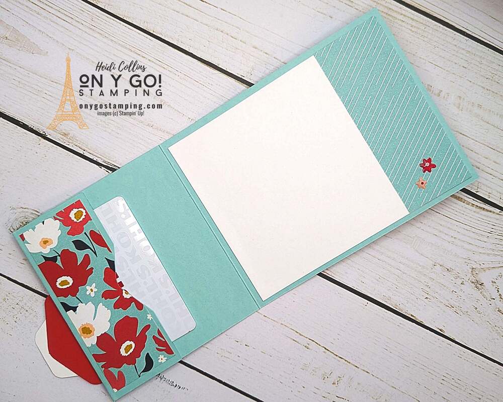 Easy handmade gift card holder that's a fun fold card design. This handmade card uses the Sunny Days DSP from Stampin' Up!®️