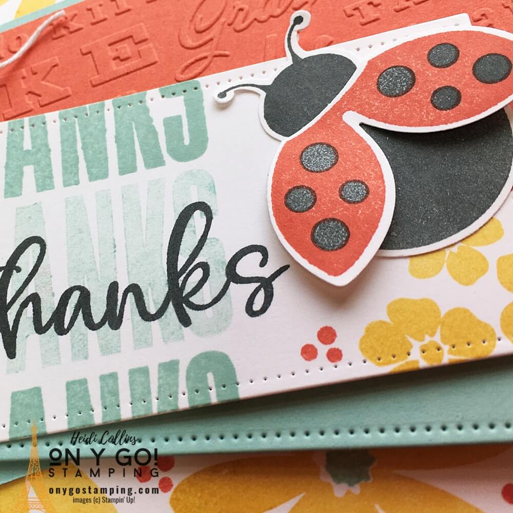 Create a beautiful spring thank you card with the Hello Ladybug and Biggest Wish stamp sets from Stampin' Up!® See more photos and the supply list on the website.