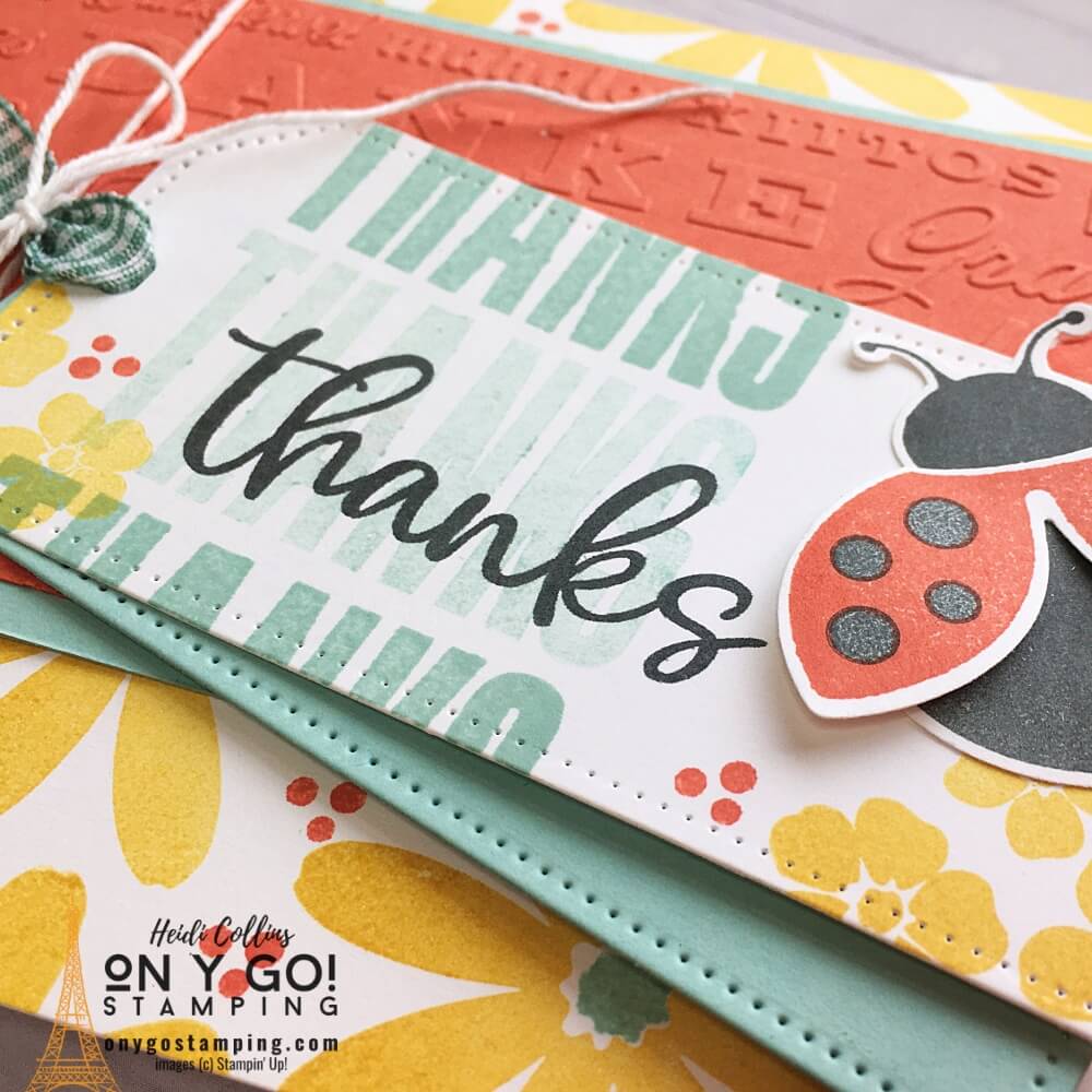Thank you card idea using the Biggest Wish and Hello Ladybug stamp sets from Stampin' Up!® See the supply lists and more photos on the website.