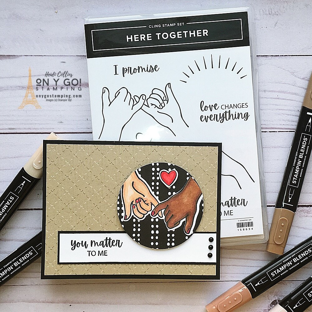 Create a beautiful handmade card with the Here Together stamp set, All Together patterned paper, and the NEW Natural Tones Collection Stampin' Blends alcohol markers from Stampin' Up! See more samples with these fabulous stamps and supplies.