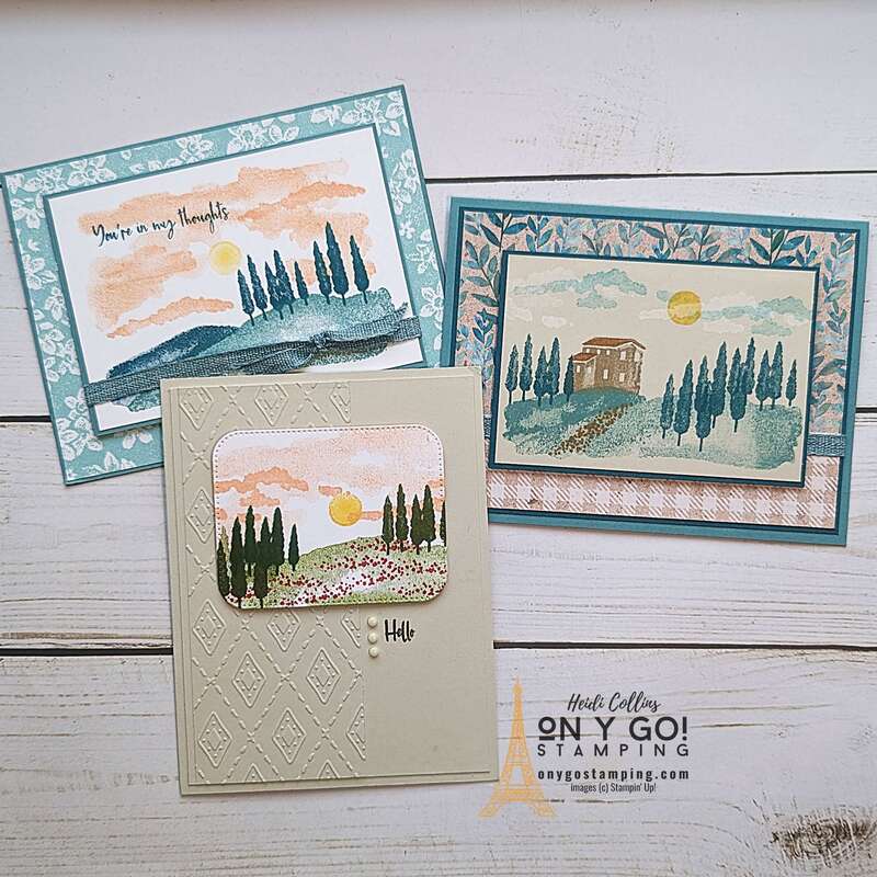 Create beautiful landscapes for your handmade cards with the Hills of Tuscany stamp set from Stampin' Up!®️ These stamps are perfect for thinking of you cards, thank you cards, and handmade cards just to say hello. 