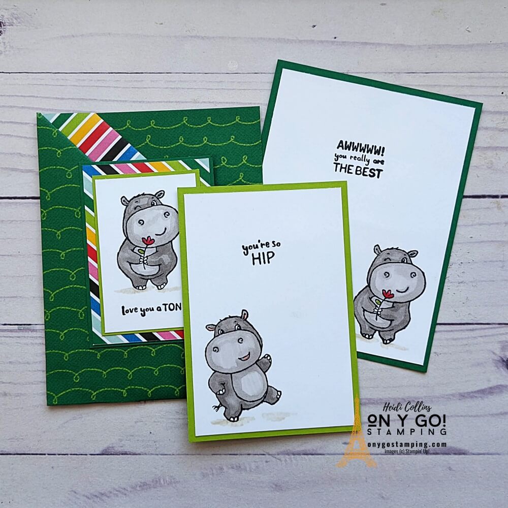 Create a fun fold card with the Hippest Hippos stamp set from Stampin' Up!  These stamps are available for FREE during Sale-A-Bration 2022. 