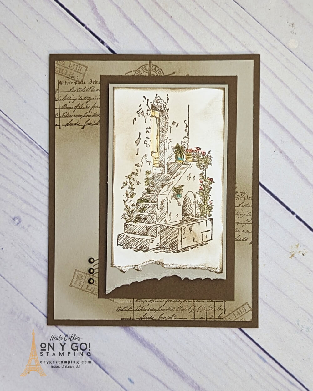 Color the In the Country stamp set from Stampin' Up!® with watercolor pencils and a blending brush. Get these stamps for FREE during Sale-A-Bration 2023.