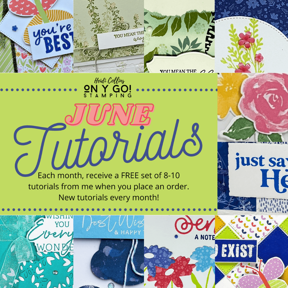 Receive a set of 8-10 FREE card making tutorials when you place a Stampin' Up! order with Heidi Collins, Stampin' Up! Demonstrator. Cardmaking tutorials change monthly.