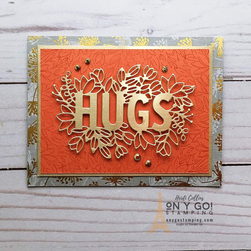 Simply elegant handmade card idea using the Sending Hugs stamp set and Layering Hugs dies from Stampin' Up! See more samples, cutting dimensions, and supply lists on my website.