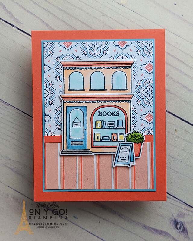 Experience the joy of creating something by hand. Infuse each handmade note card with love and personality using the unique Let's Go Shopping stamp set and Les Shoppes patterned paper from Stampin' Up!®️ to create a quaint little book store. Join us on this enriching journey of creativity.