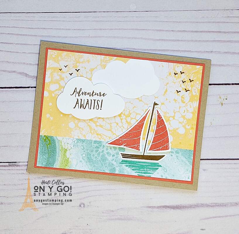 Adventure Awaits with this handmade card that is perfect for summer! This sailboat card design is made with the Let's Set Sail stamp set from Stampin' Up! and the Sailboat builder punch.