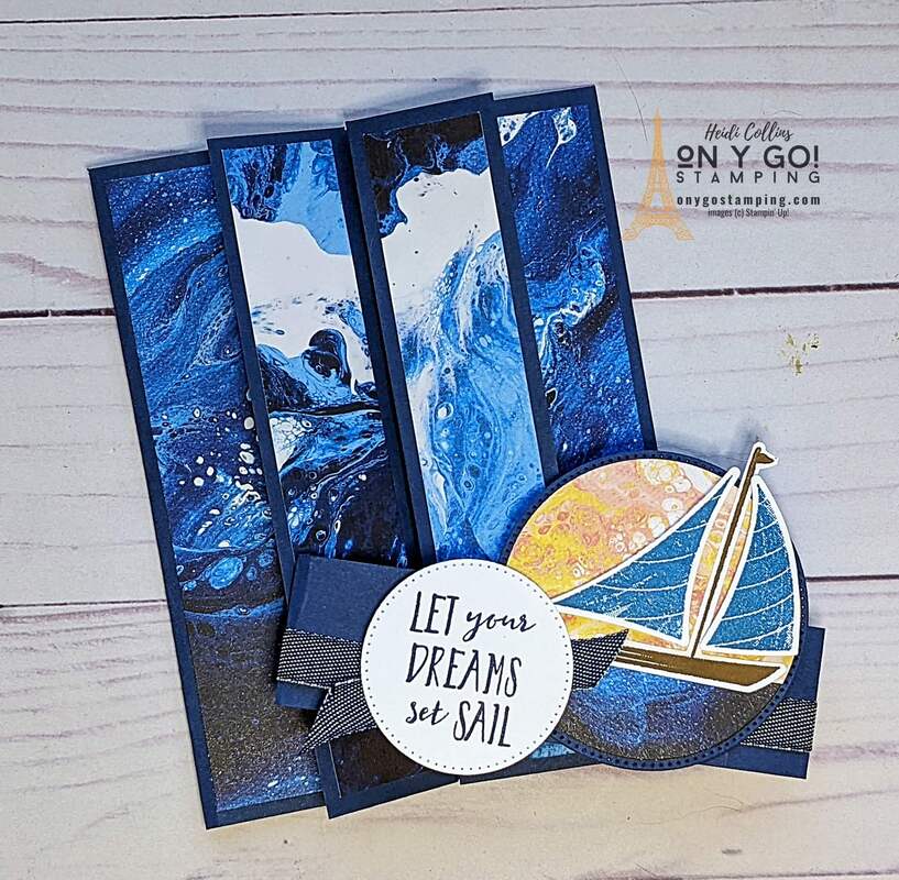 Easy fun fold card idea using the Let's Set Sail stamp set and Sailboat Builder punch from Stampin' Up! Watch the online card class to see how this card is made or get the card making tutorial.